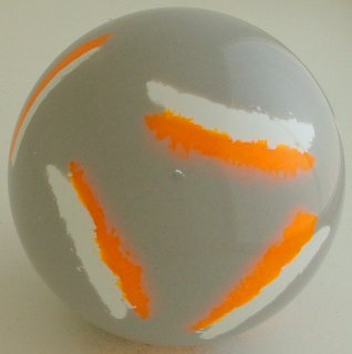 Silver grey-white, fluorescent orange